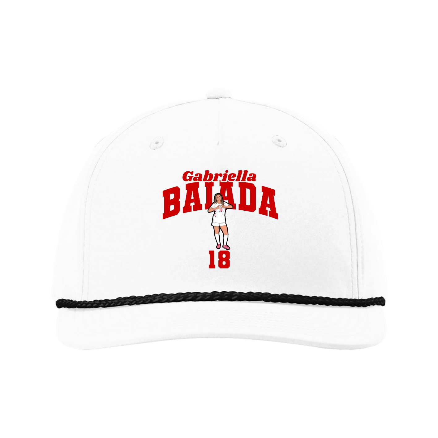 Five-Panel Classic Rope Cap — Signature Arch in White