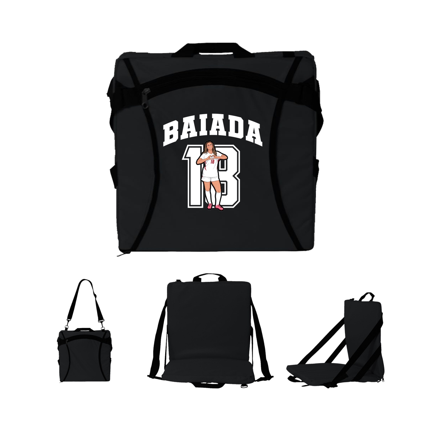 Folding Stadium Seat — Number in Black