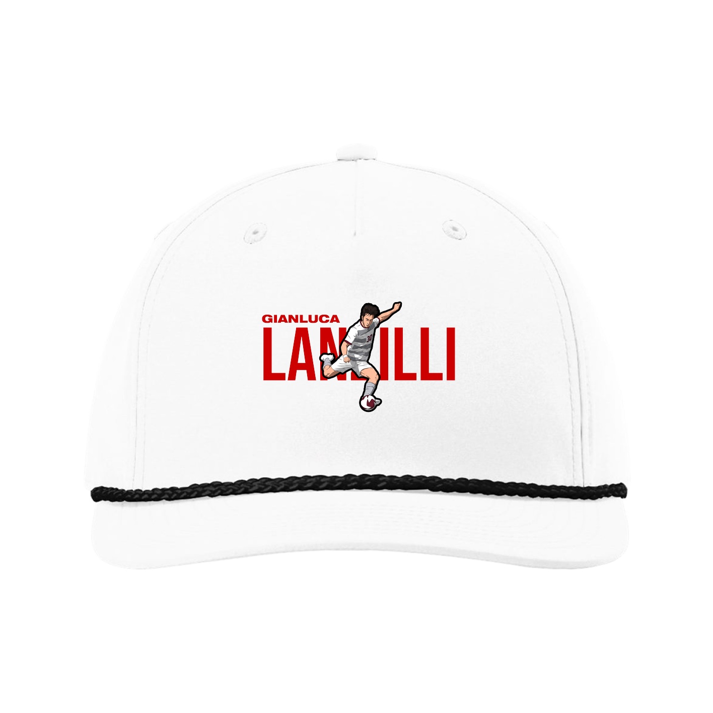 Five-Panel Classic Rope Cap — Player Name in White