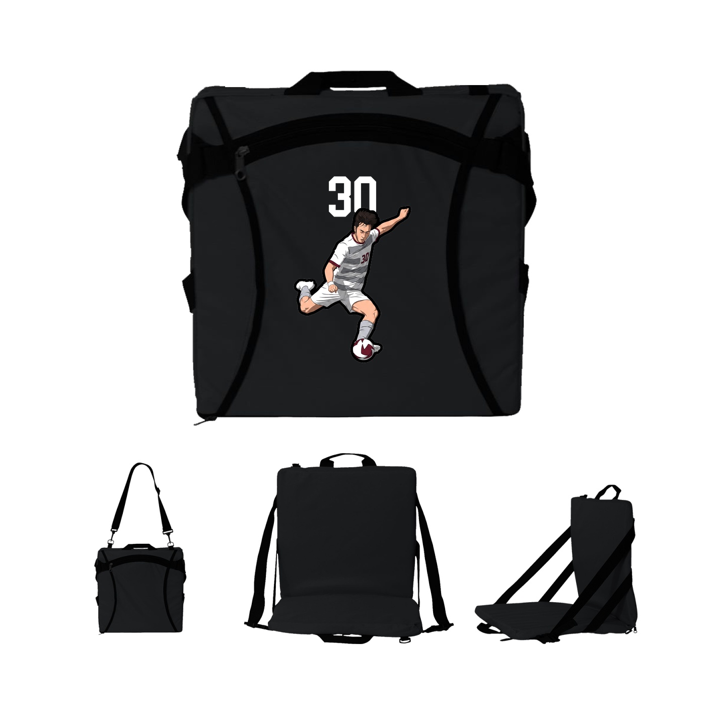 Folding Stadium Seat — Number Top in Black