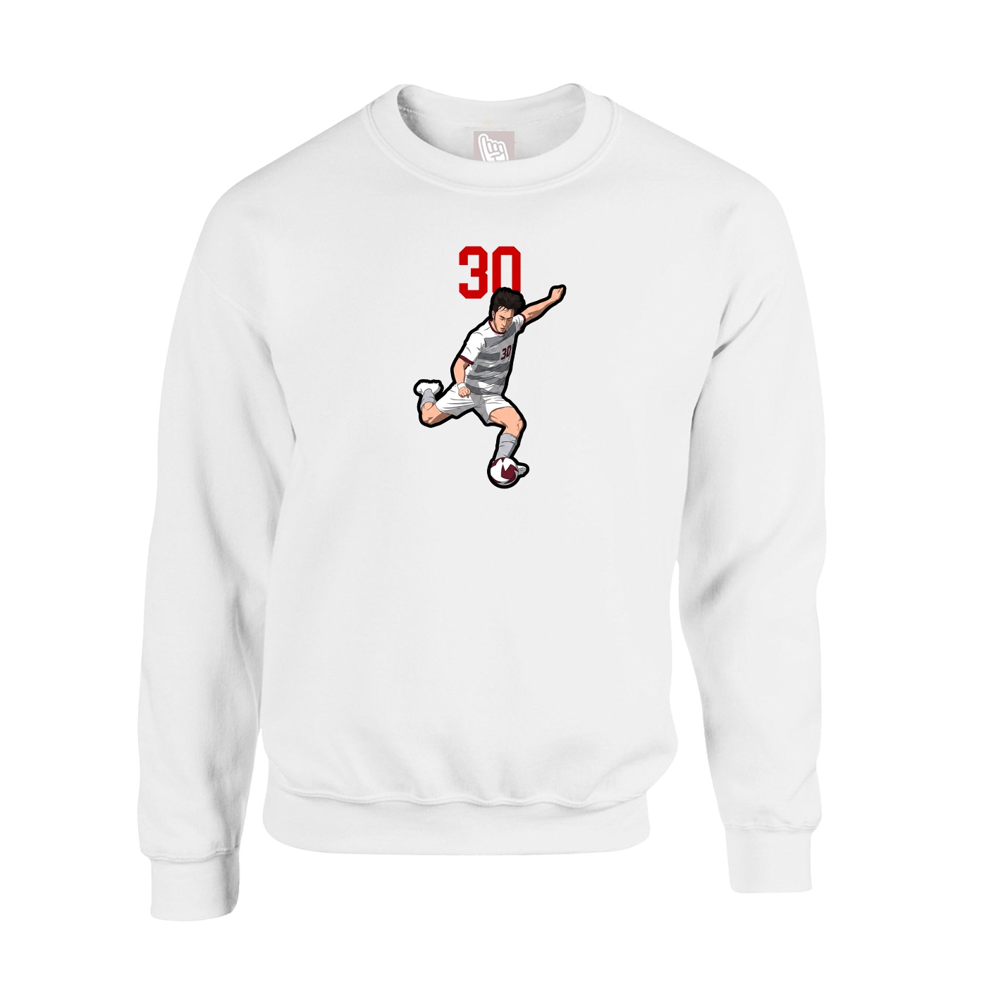 Fleece Crew — Number Top in White