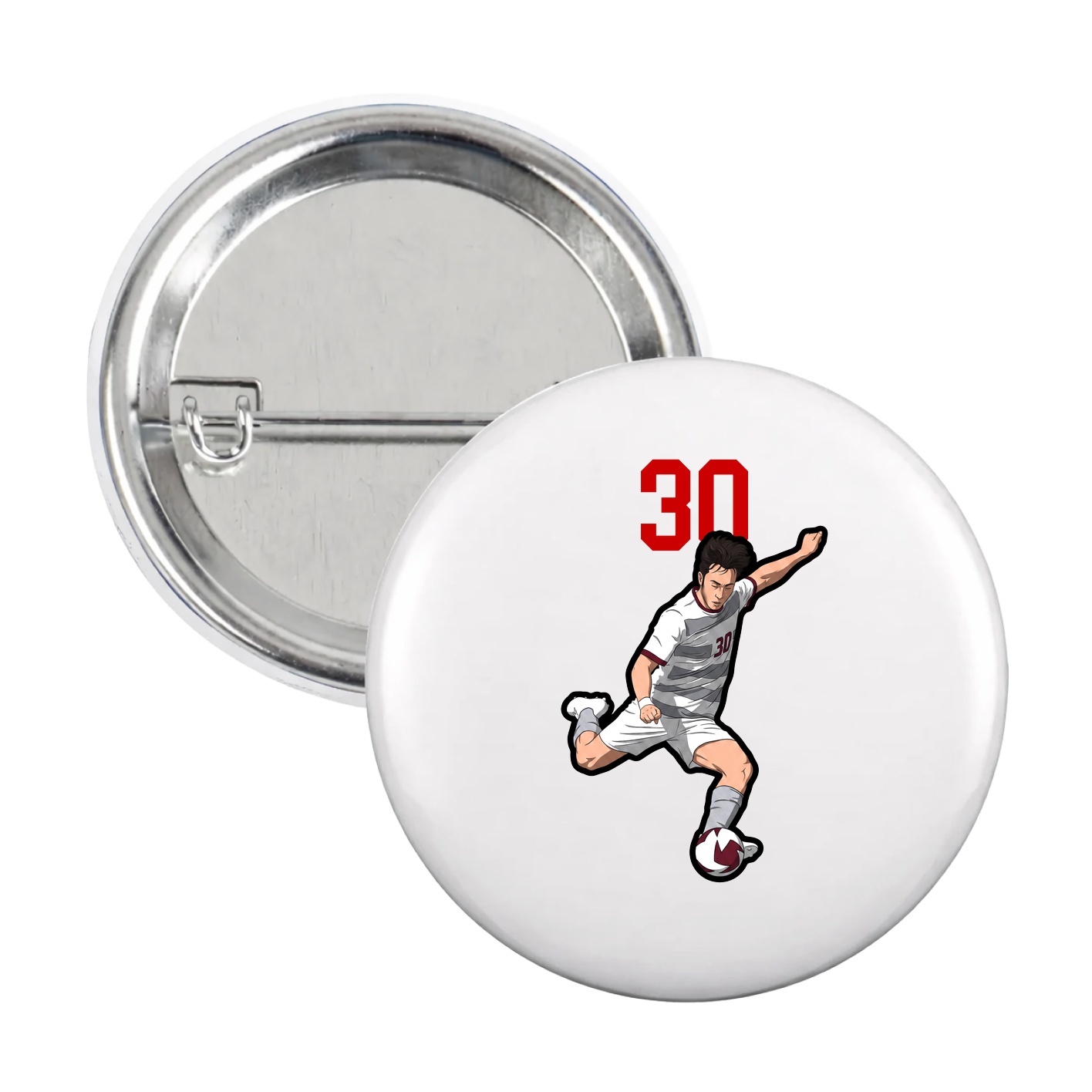 Game Day Button — Number Top in White