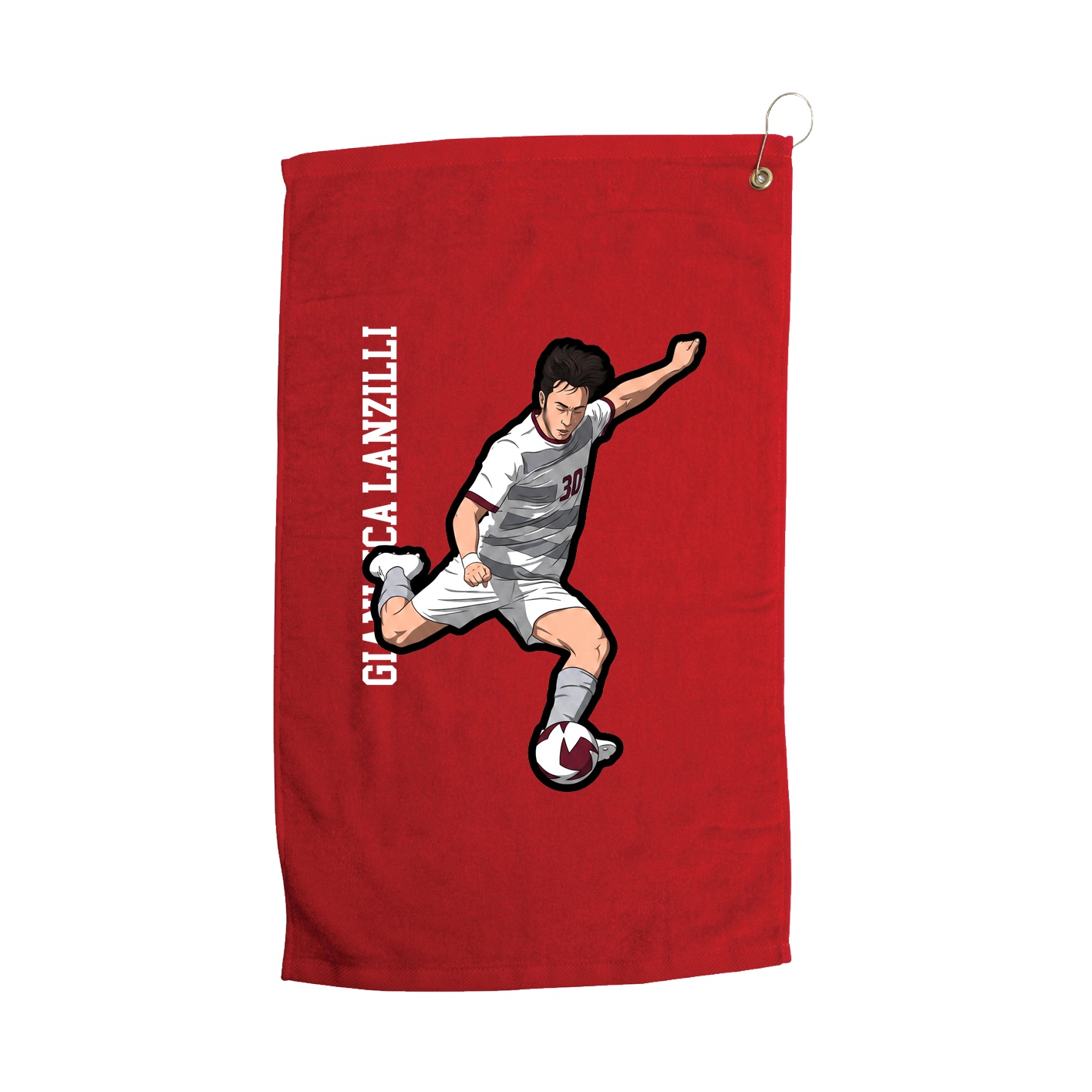 Golf Towel — Name Vertical in Red