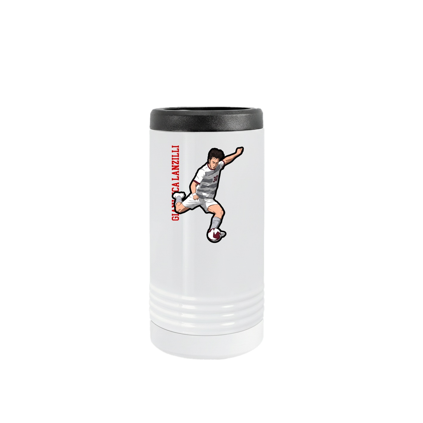 Slim Beverage Holder — Name Vertical in White