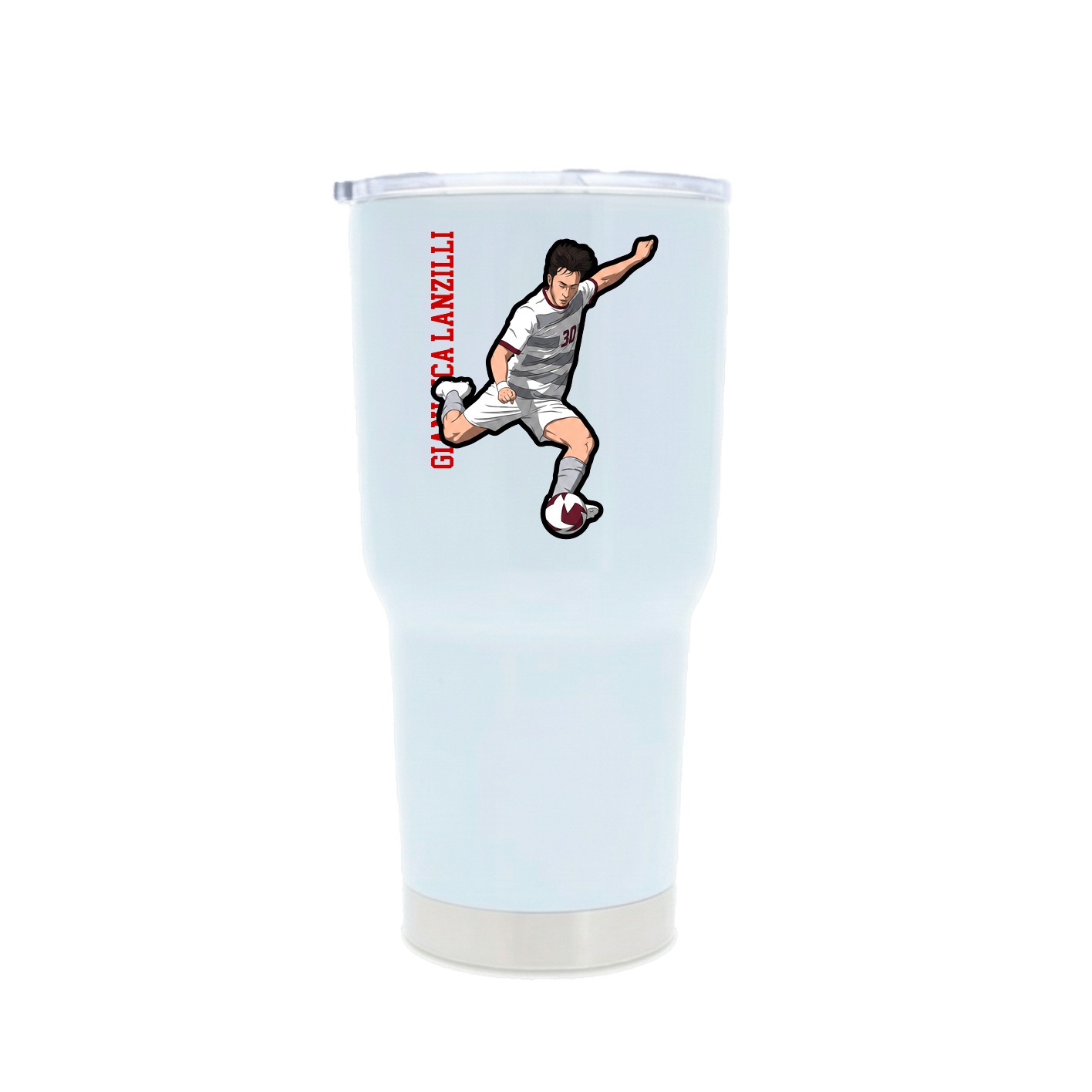 30oz Stainless Steel Tumbler — Name Vertical in White