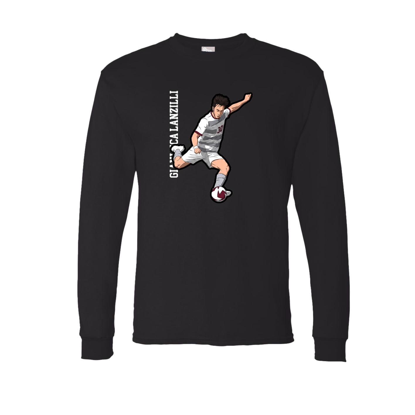Long Sleeve Tee — Name Vertical in Black