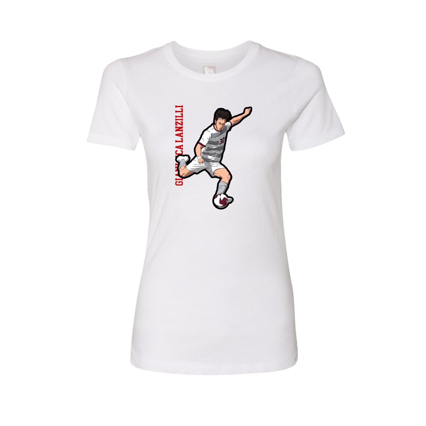 Fitted Women's Tee — Name Vertical in White