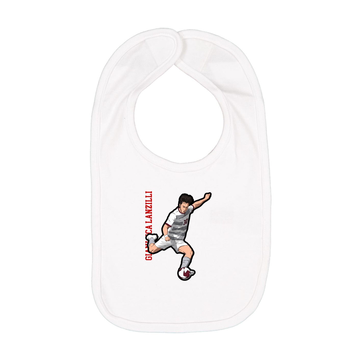 Infant Bib — Name Vertical in White