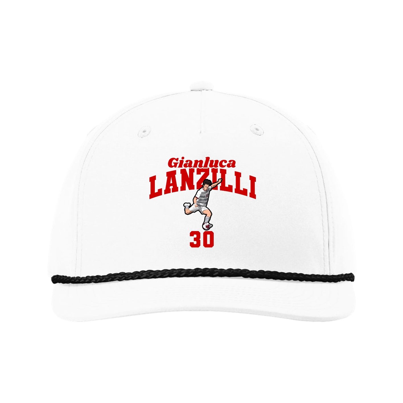 Five-Panel Classic Rope Cap — Signature Arch in White