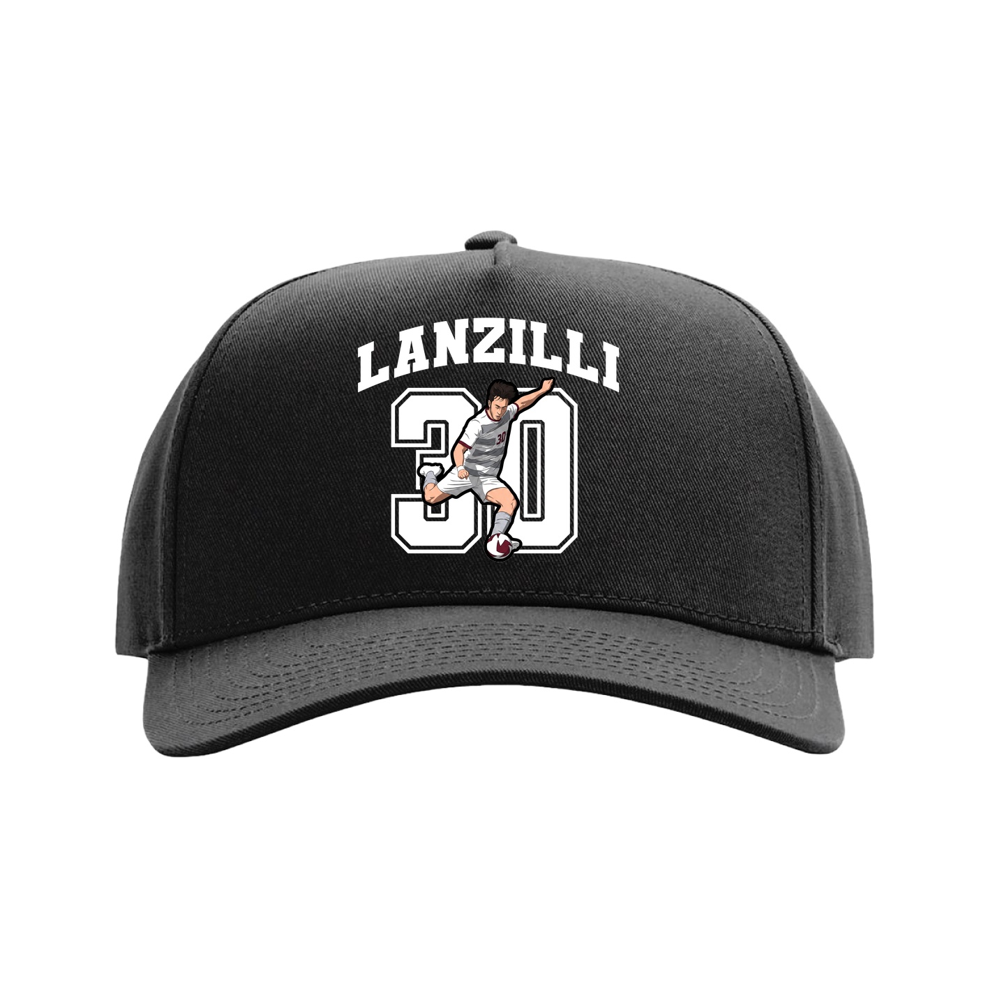 Full Fabric Five-Panel Champ Cap — Number in Black