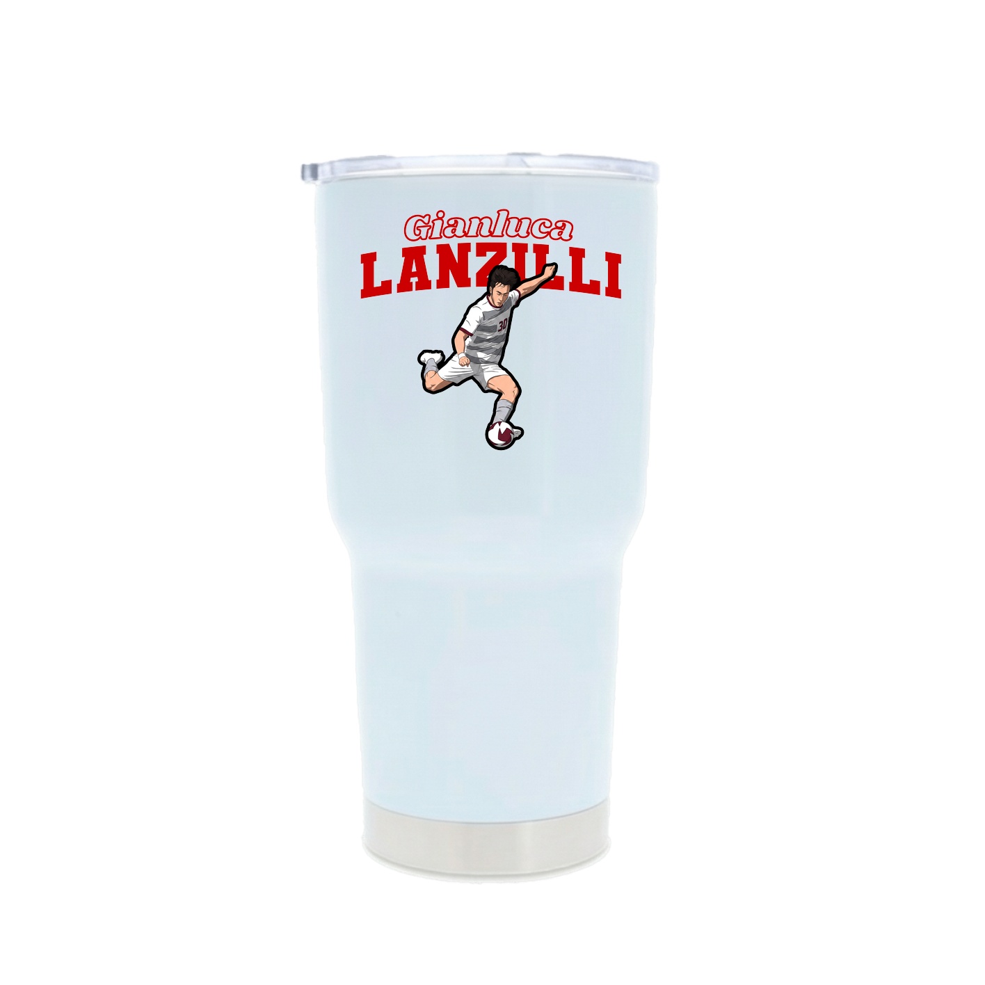 30oz Stainless Steel Tumbler — Name Arch in White