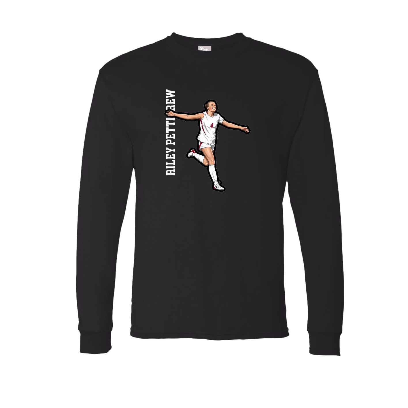 Long Sleeve Tee — Name Vertical in Black