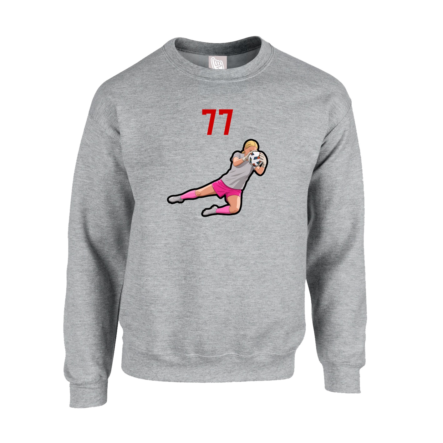 Fleece Crew — Number Top in Grey