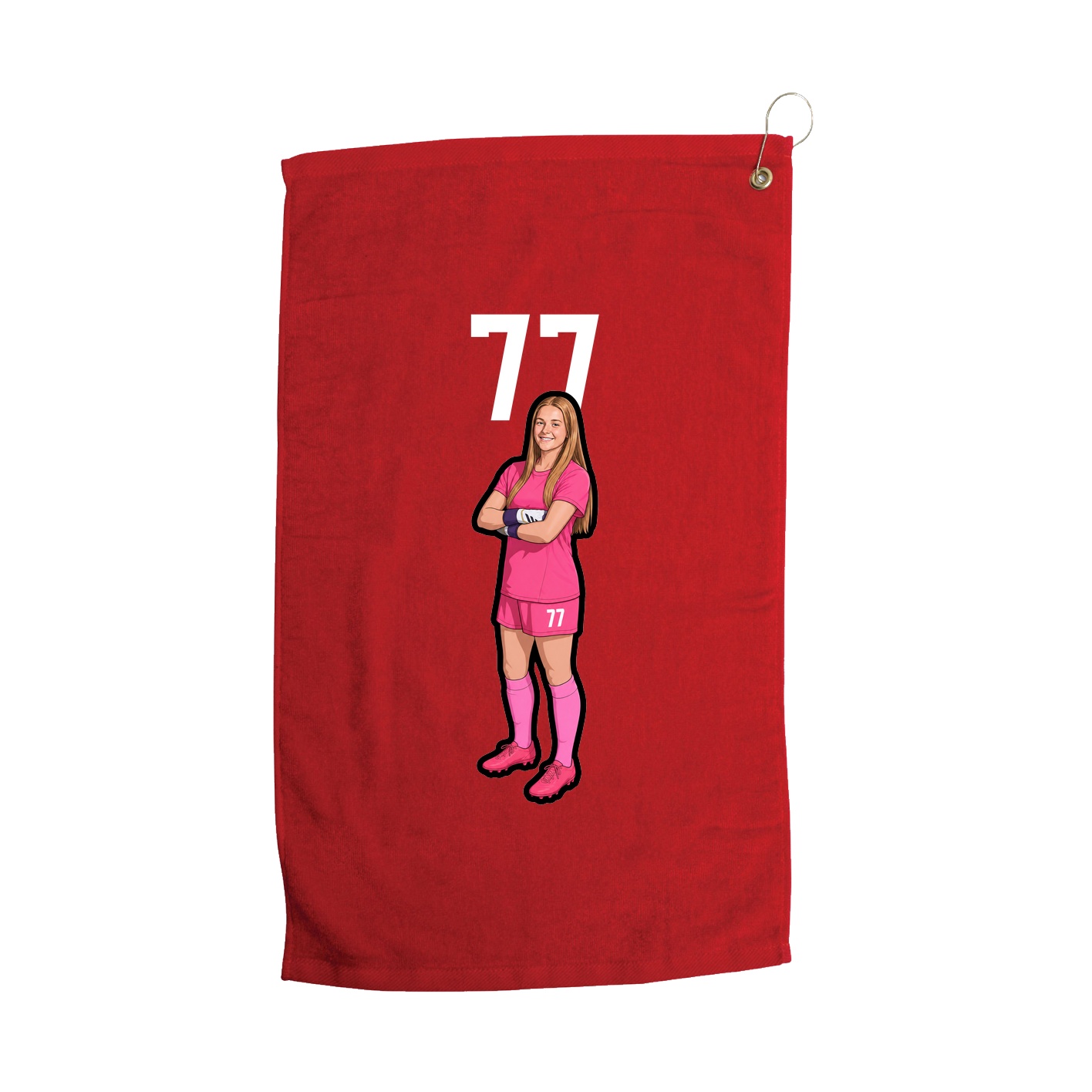 Golf Towel — Number Top in Red