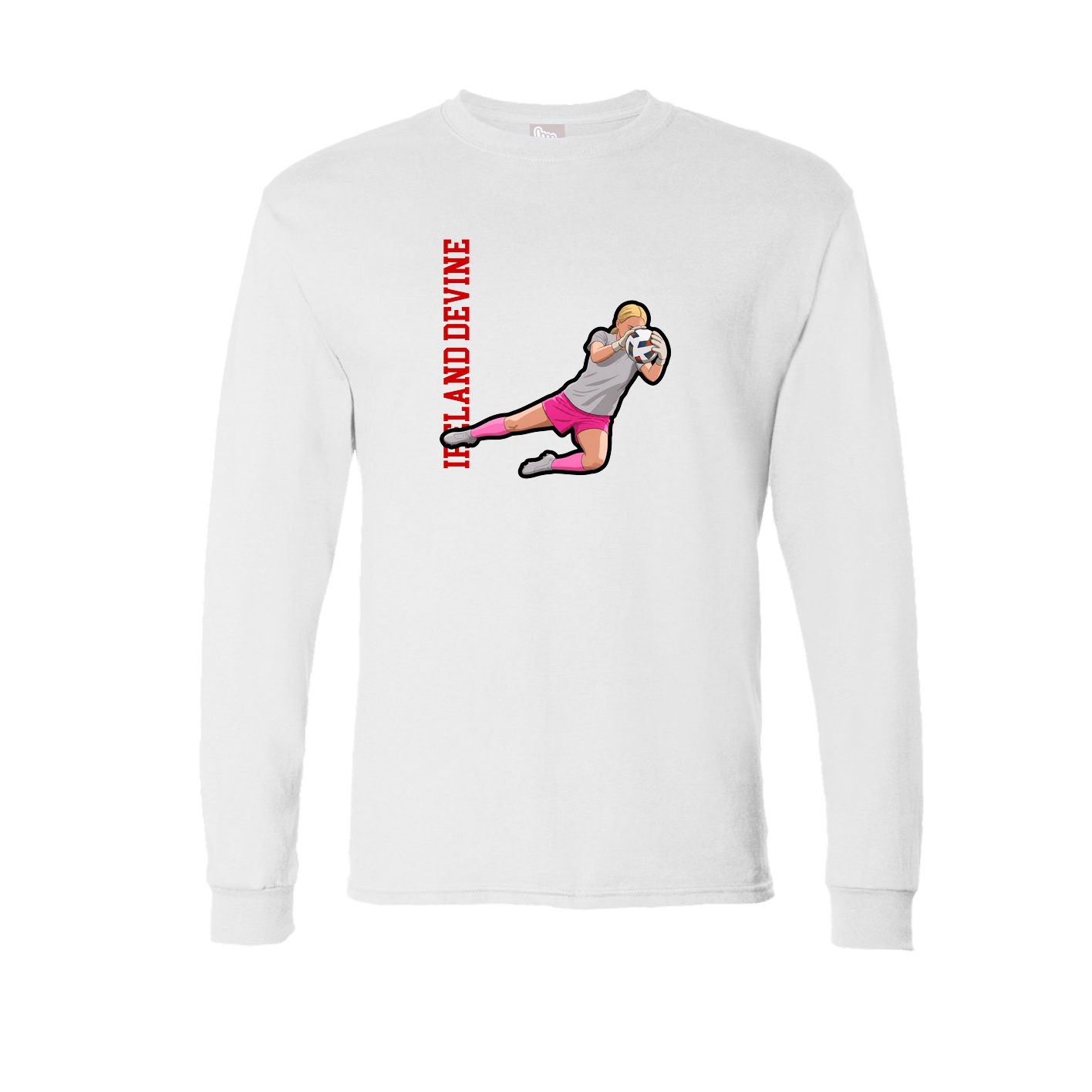 Long Sleeve Tee — Name Vertical in White