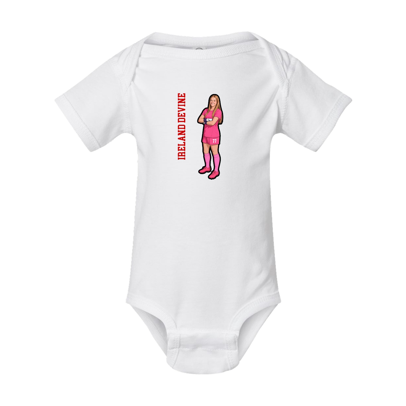 Baby Onesie — Name Vertical in White