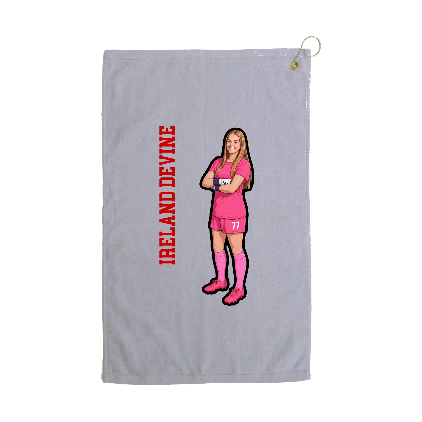 Golf Towel — Name Vertical in Grey