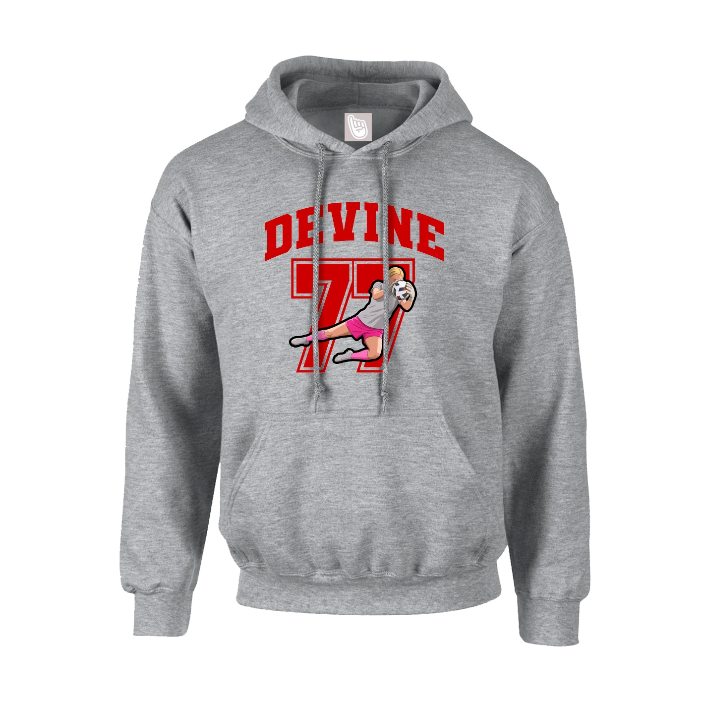 Youth Hoodie — Number in Grey