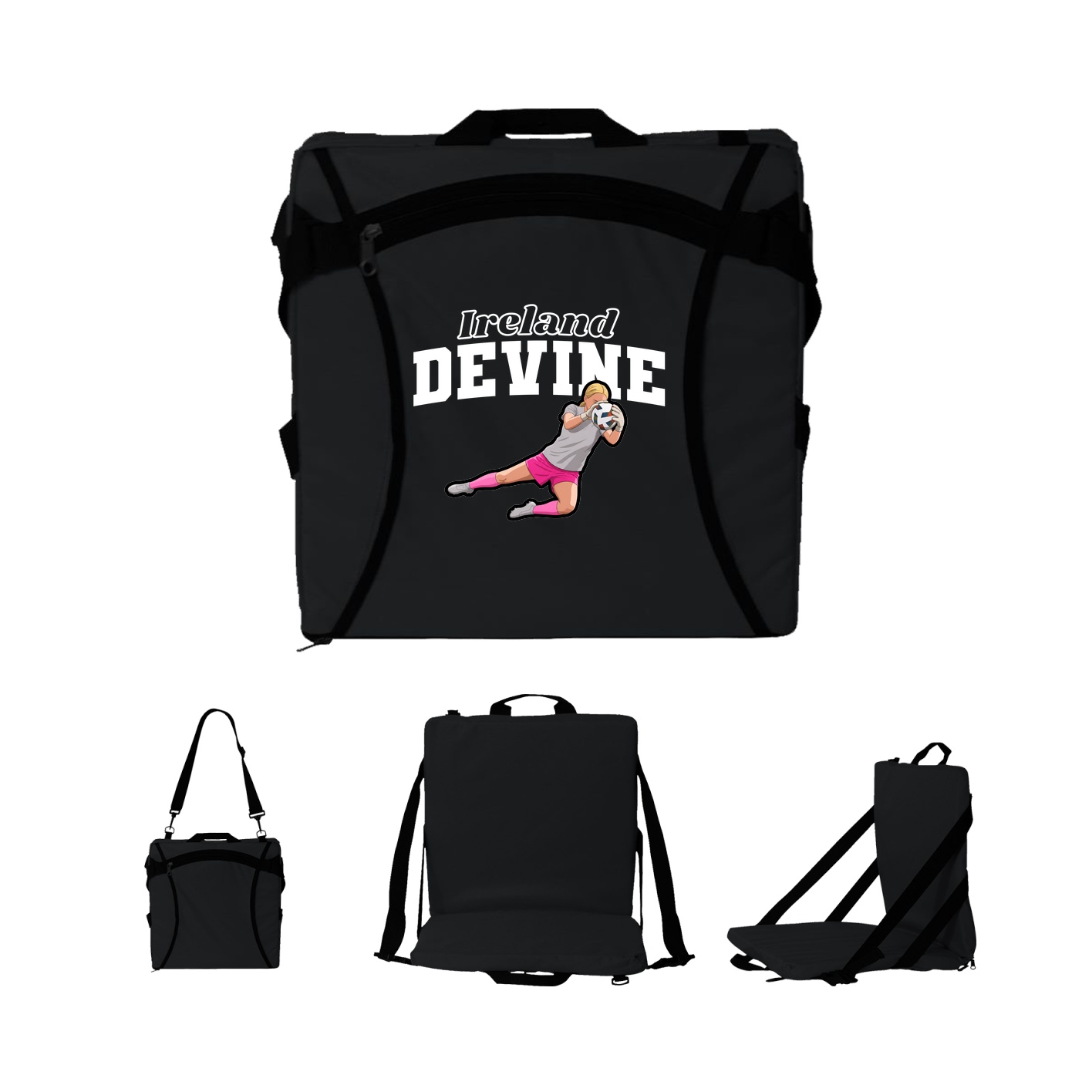 Folding Stadium Seat — Name Arch in Black