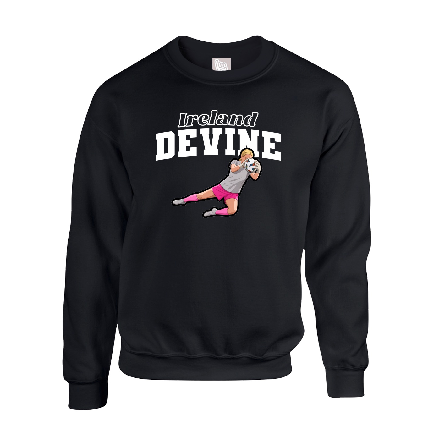 Fleece Crew — Name Arch in Black