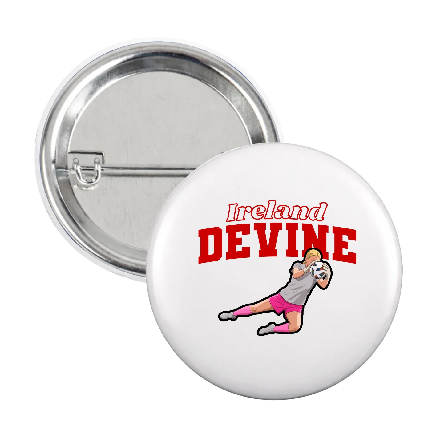Game Day Button — Name Arch in White
