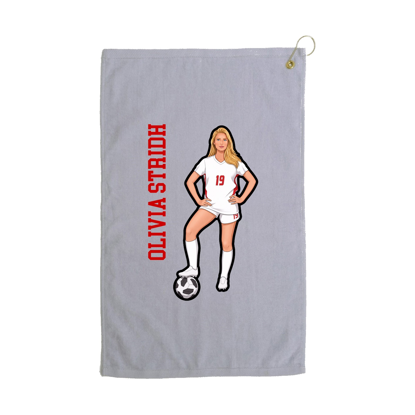 Golf Towel — Name Vertical in Grey