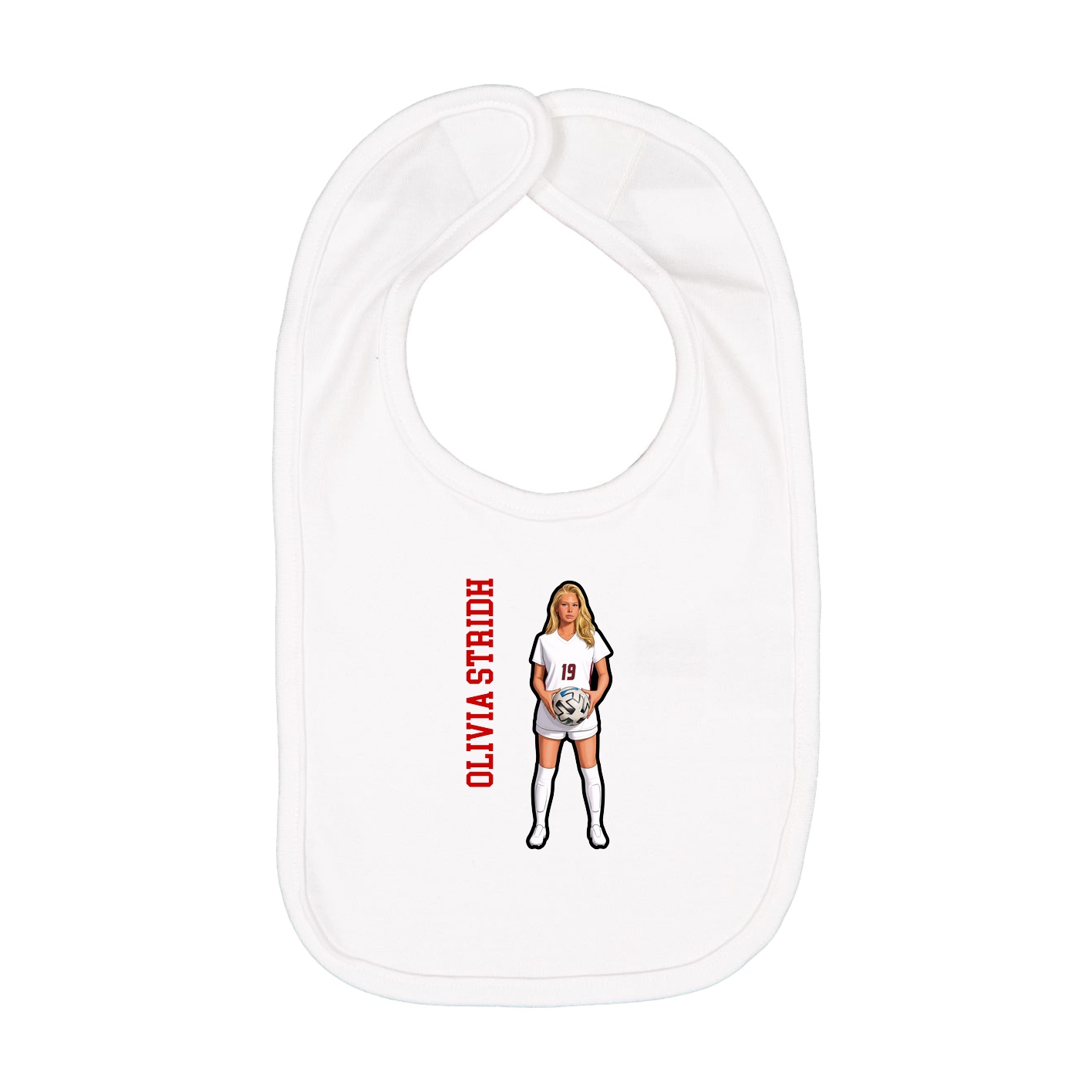 Infant Bib — Name Vertical in White