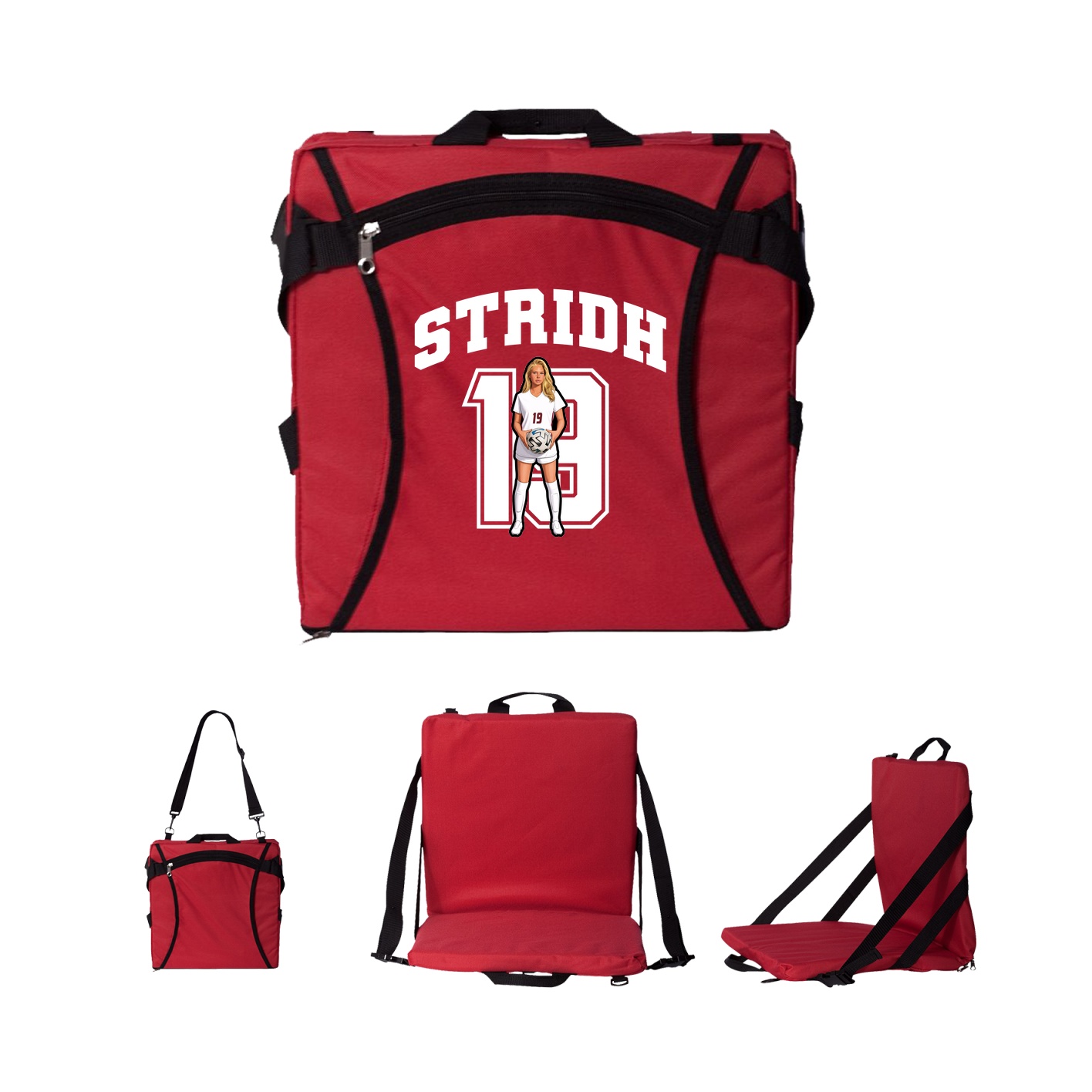 Folding Stadium Seat — Number in Red