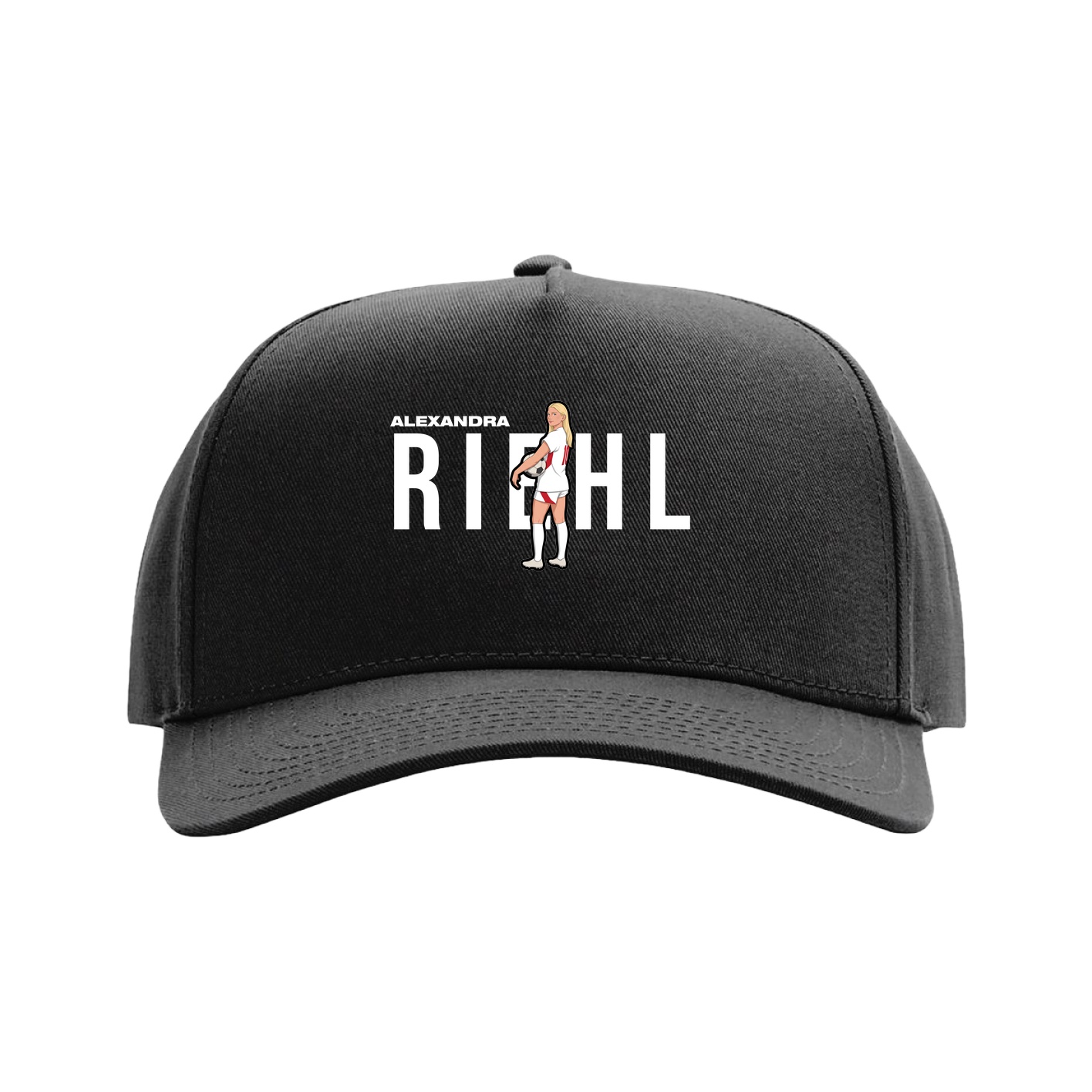 Full Fabric Five-Panel Champ Cap — Player Name in Black