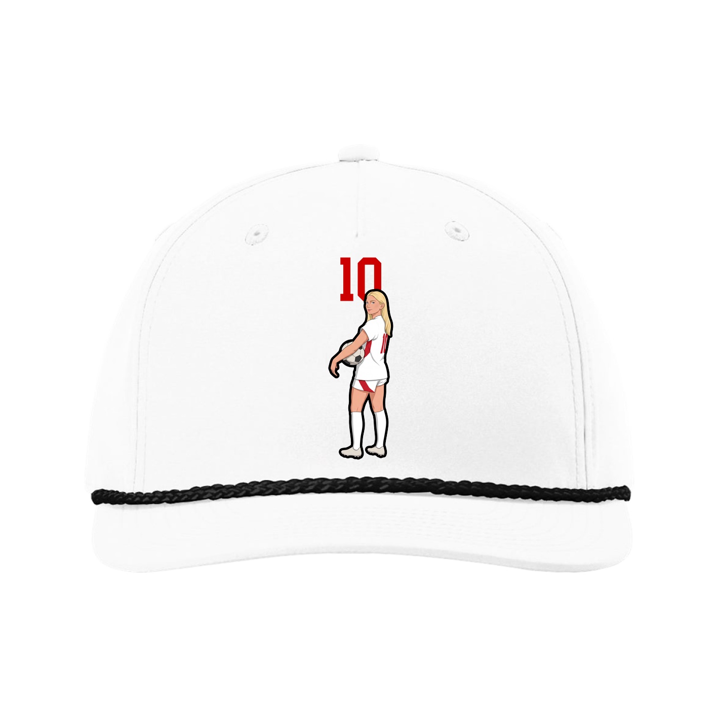 Five-Panel Classic Rope Cap — Number Top in White