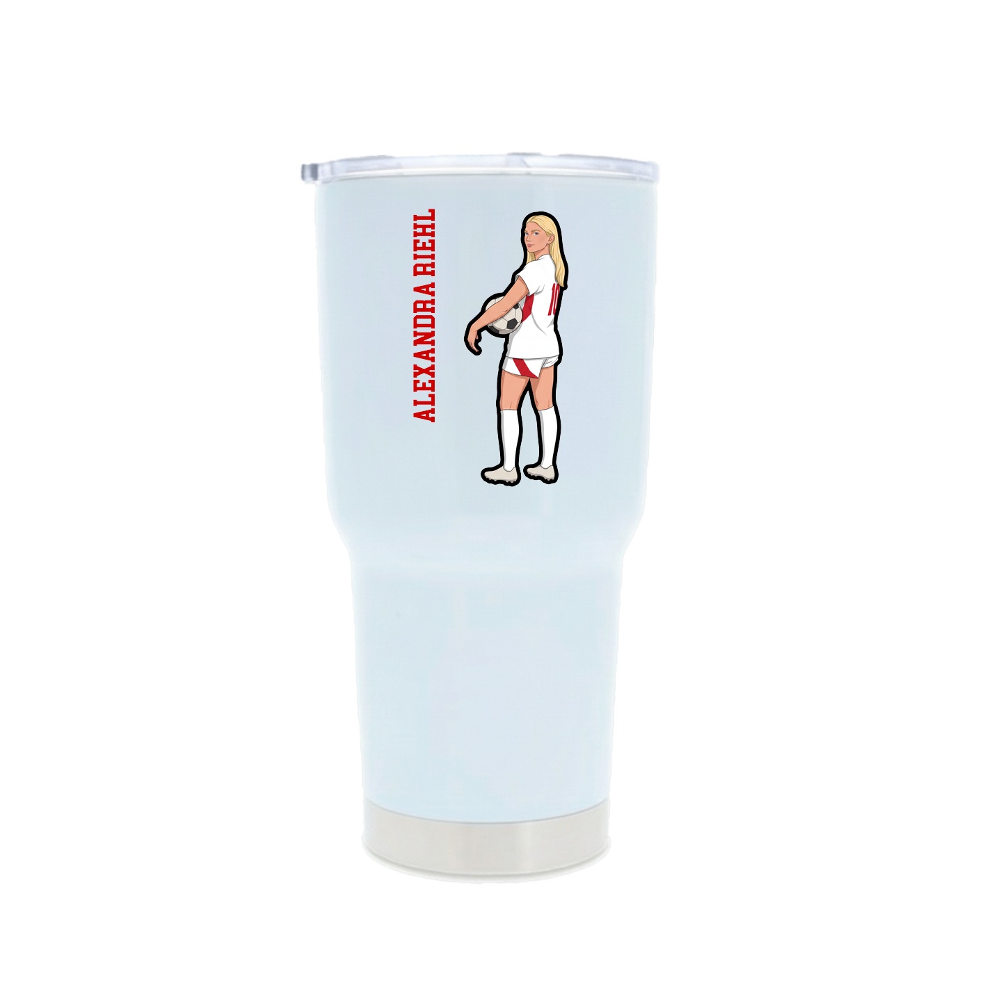 30oz Stainless Steel Tumbler — Name Vertical in White