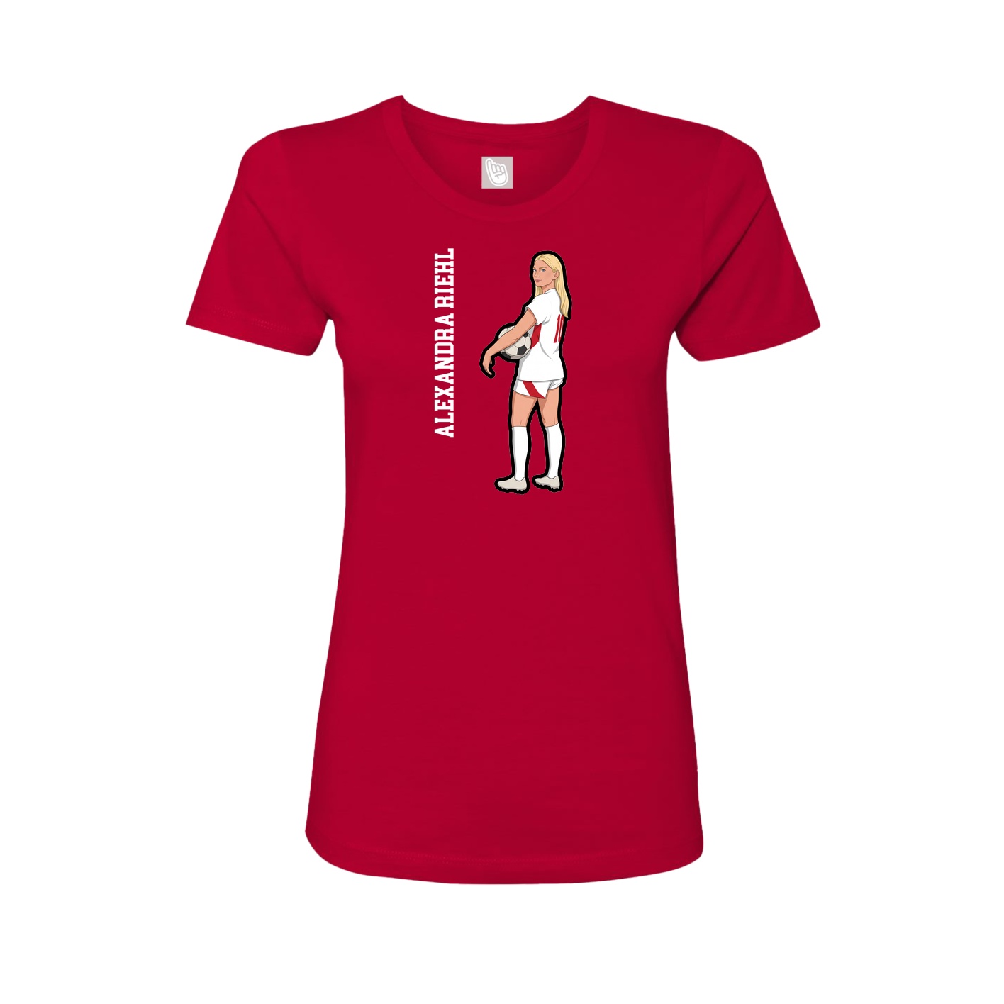 Fitted Women's Tee — Name Vertical in Red