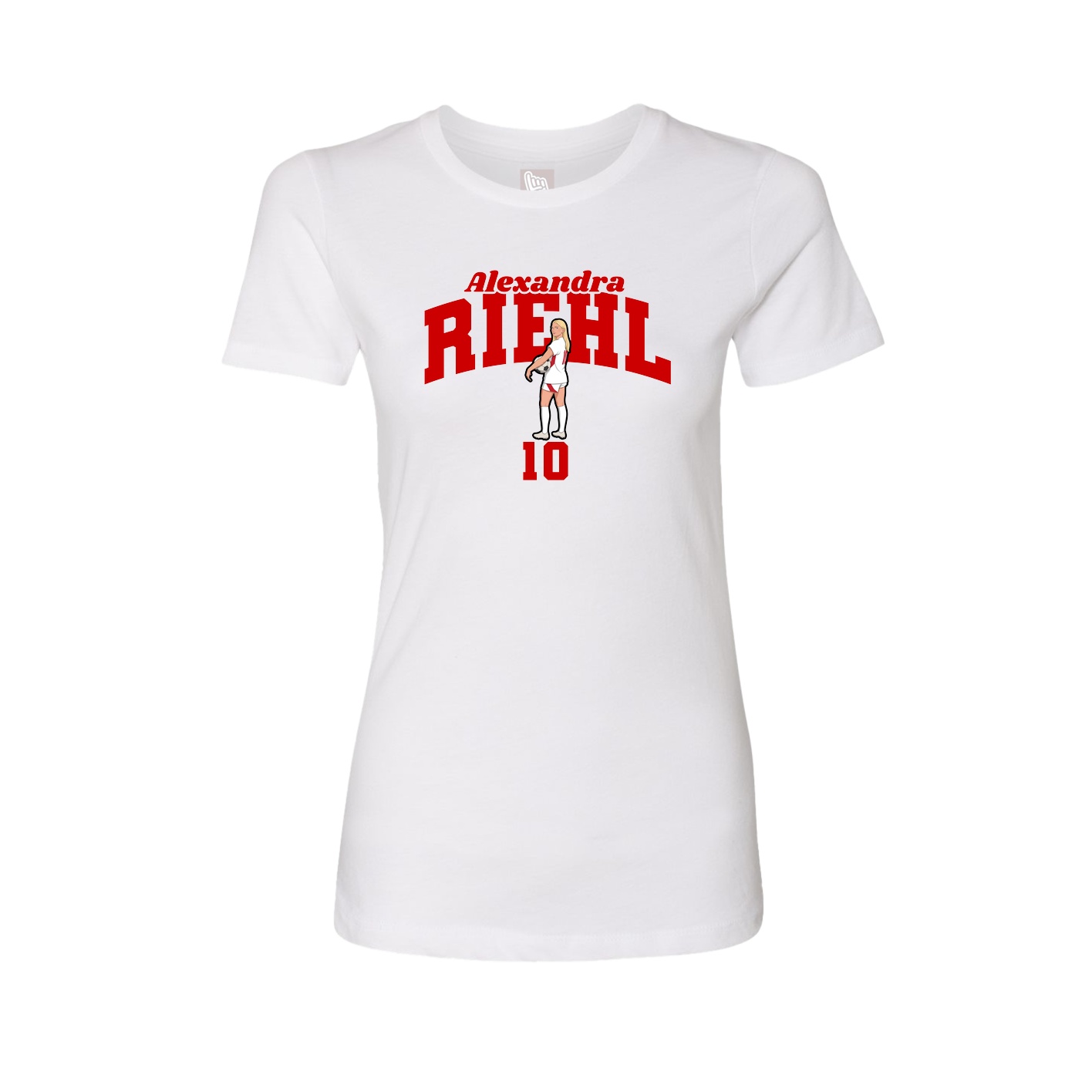 Fitted Women's Tee — Signature Arch in White