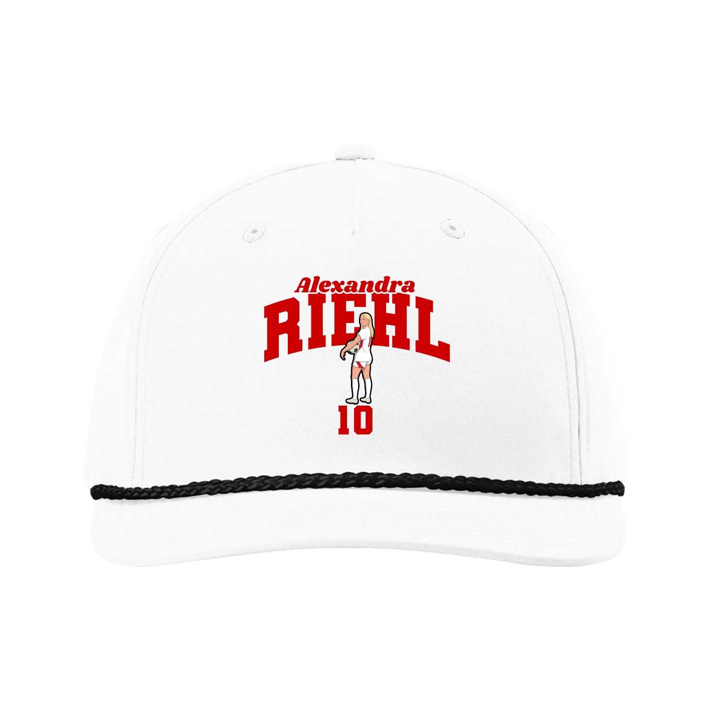 Five-Panel Classic Rope Cap — Signature Arch in White
