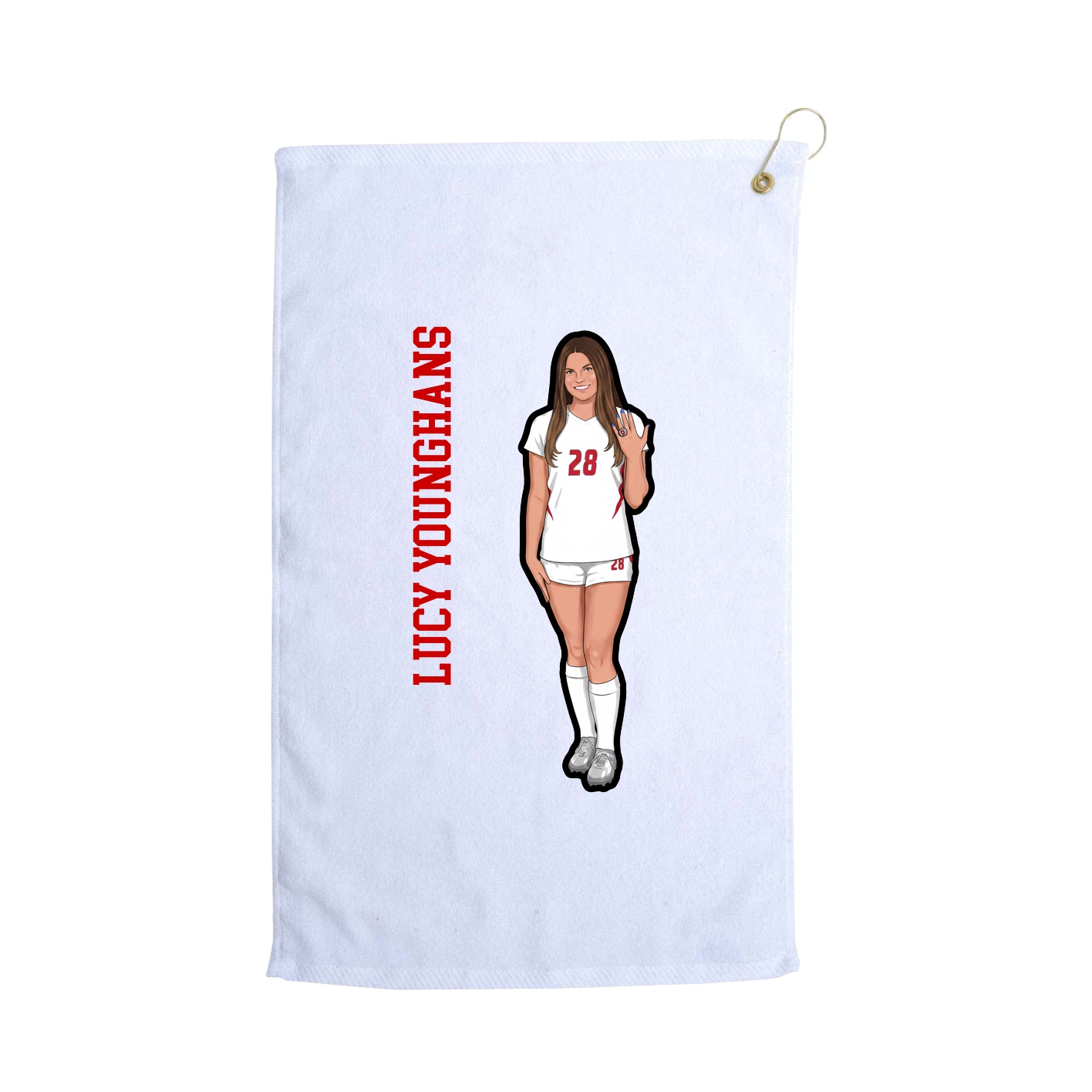 Golf Towel — Name Vertical in White