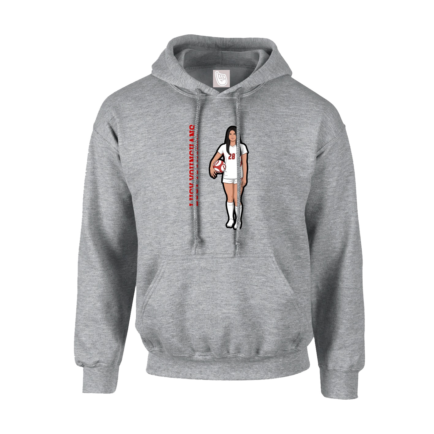 Youth Hoodie — Name Vertical in Grey