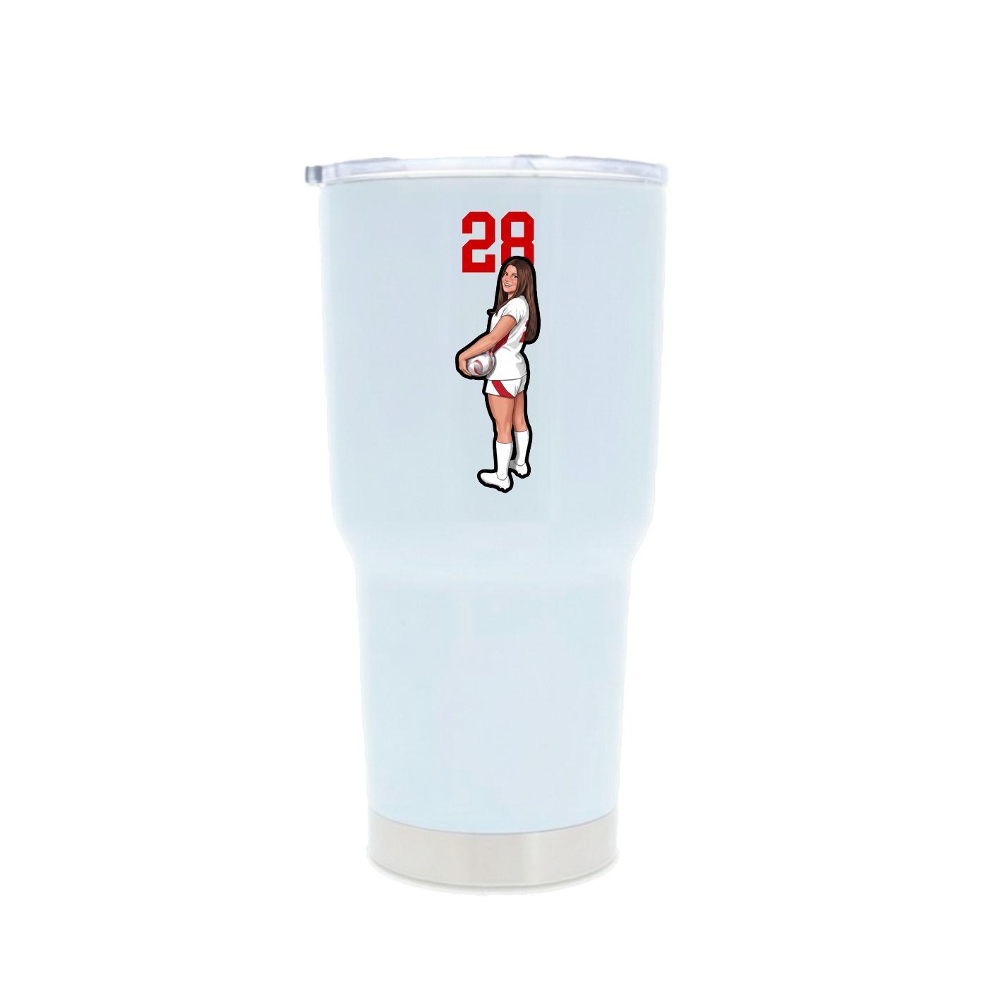 30oz Stainless Steel Tumbler — Number Top in White
