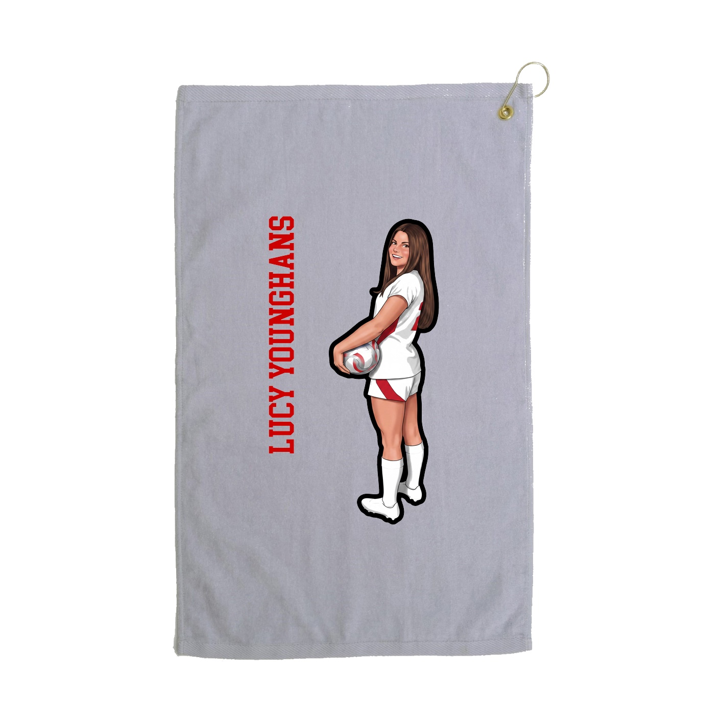 Golf Towel — Name Vertical in Grey