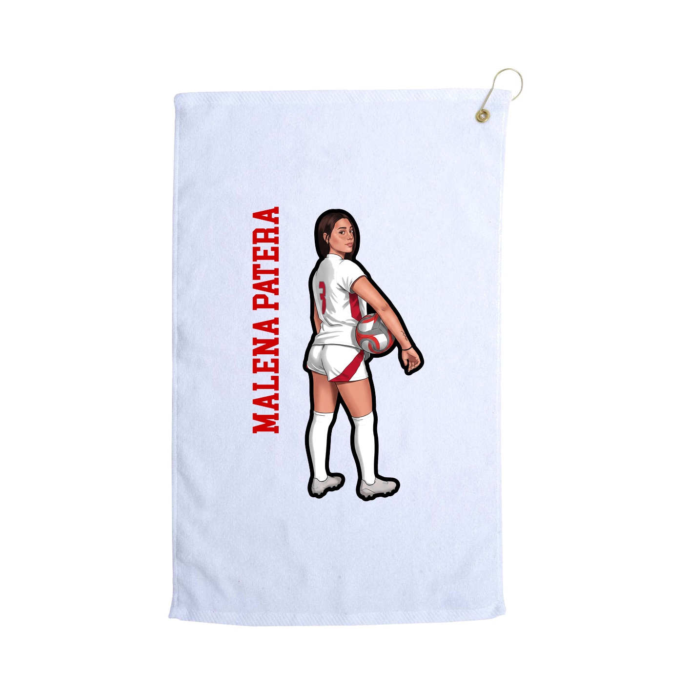 Golf Towel — Name Vertical in White