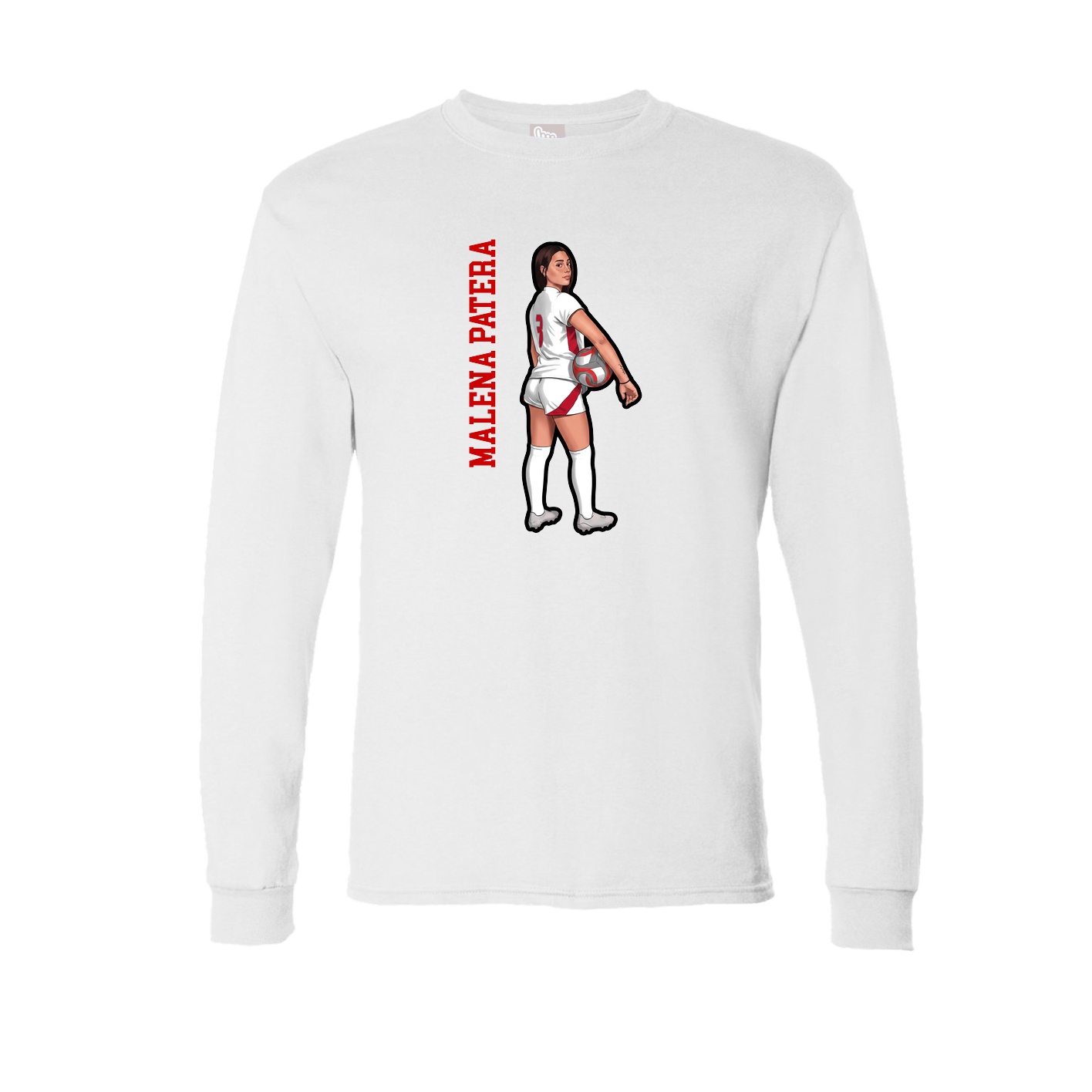 Long Sleeve Tee — Name Vertical in White