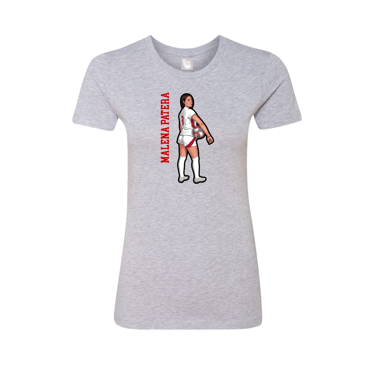 Fitted Women's Tee — Name Vertical in Grey