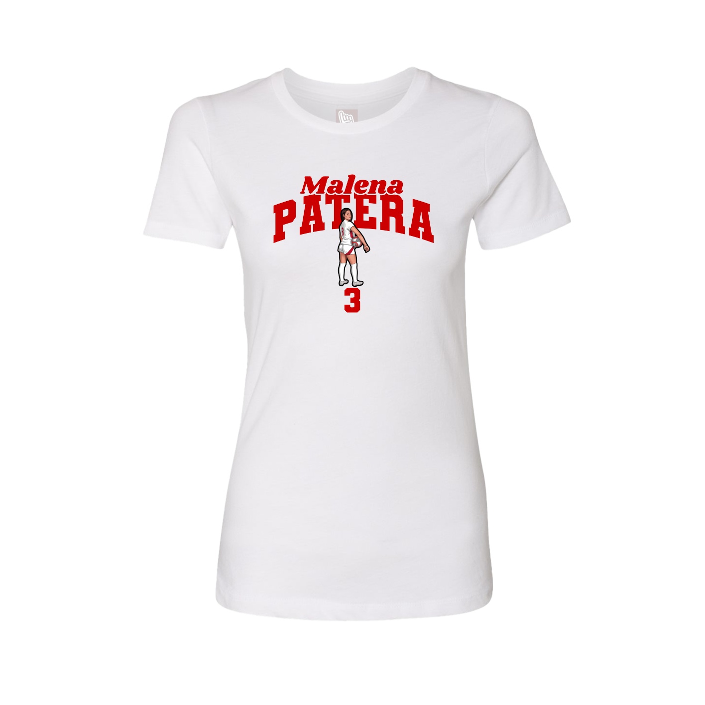 Fitted Women's Tee — Signature Arch in White