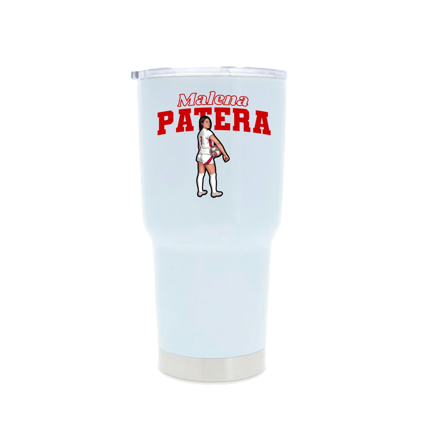 30oz Stainless Steel Tumbler — Name Arch in White