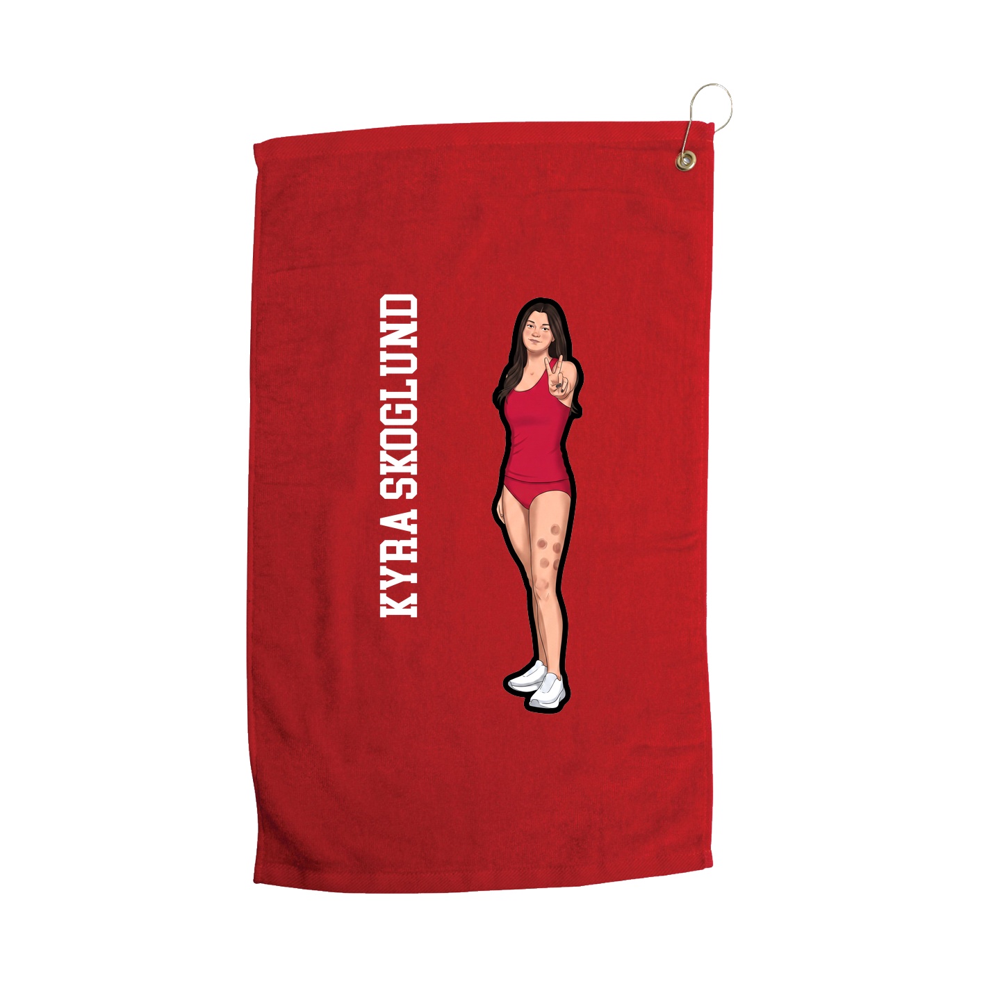 Golf Towel — Name Vertical in Red