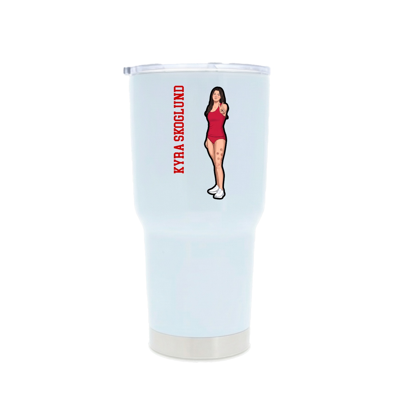 30oz Stainless Steel Tumbler — Name Vertical in White