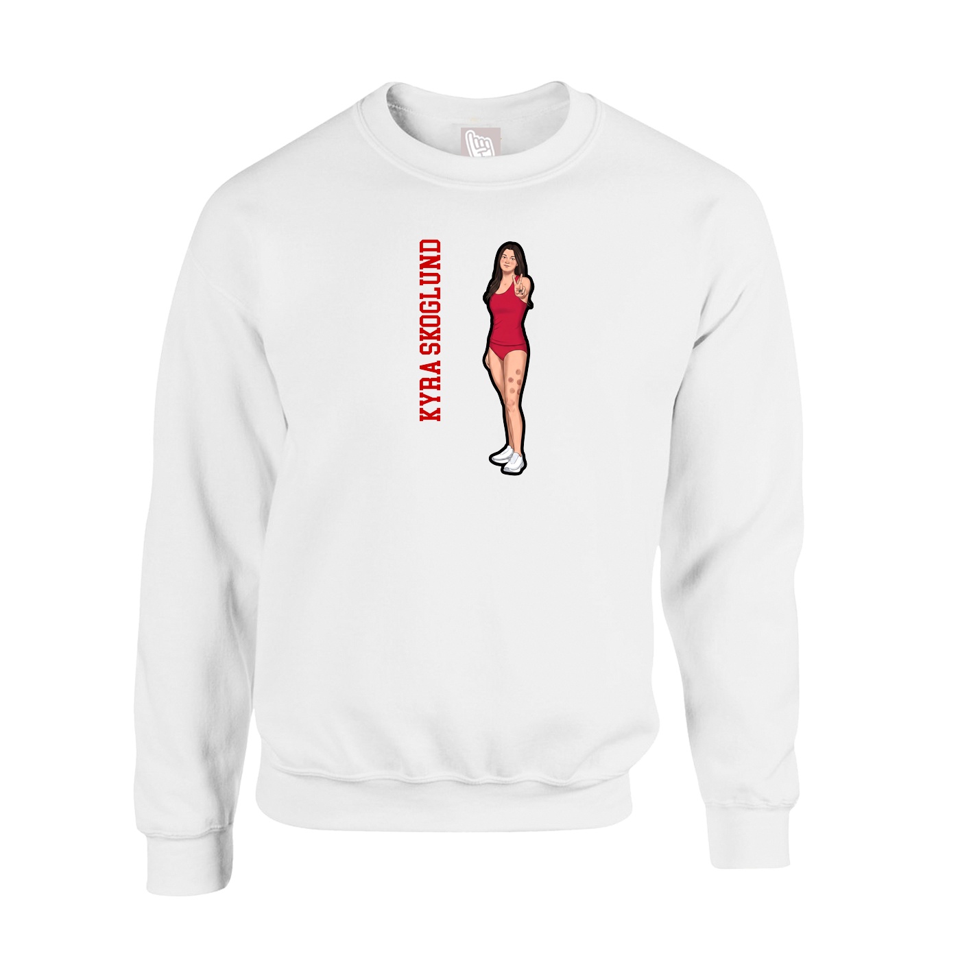 Fleece Crew — Name Vertical in White