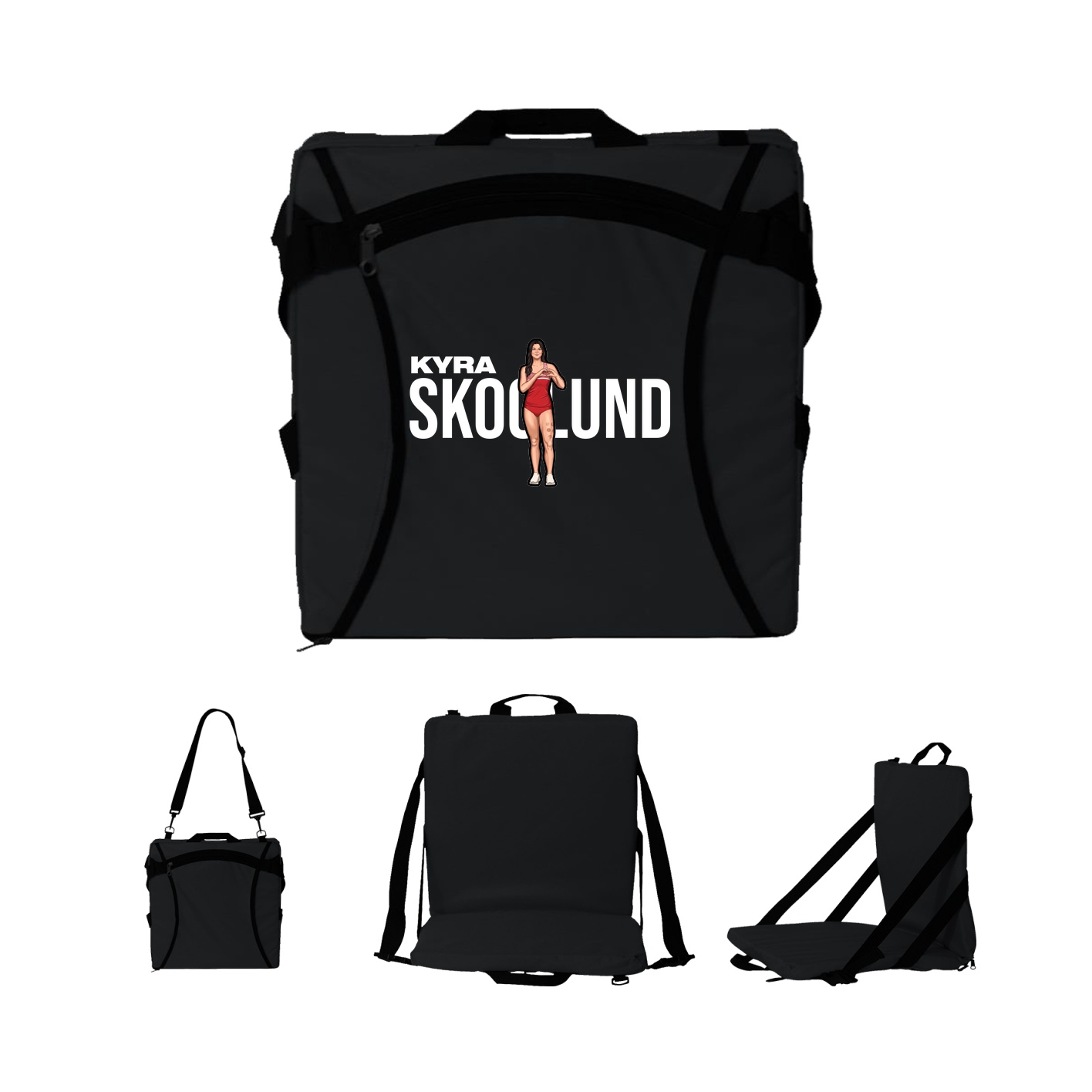 Folding Stadium Seat — Player Name in Black