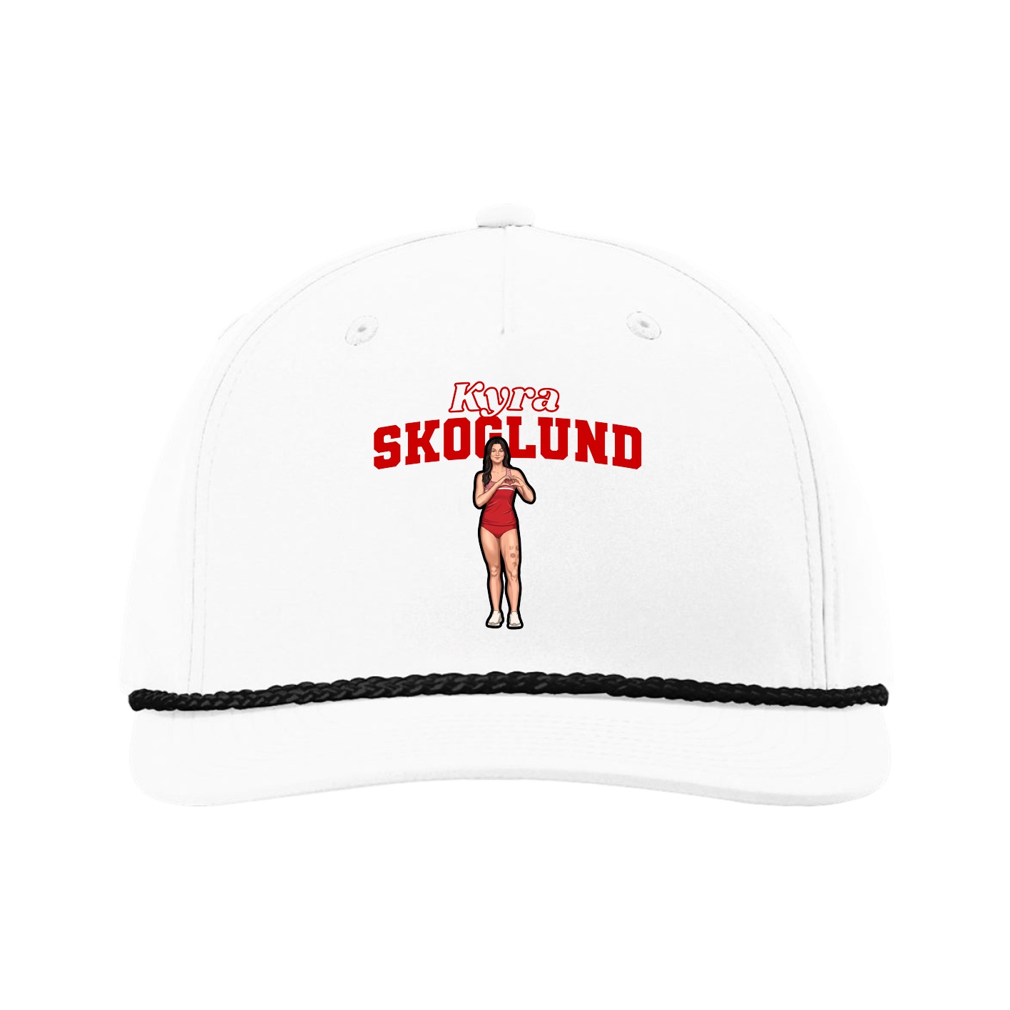 Five-Panel Classic Rope Cap — Name Arch in White