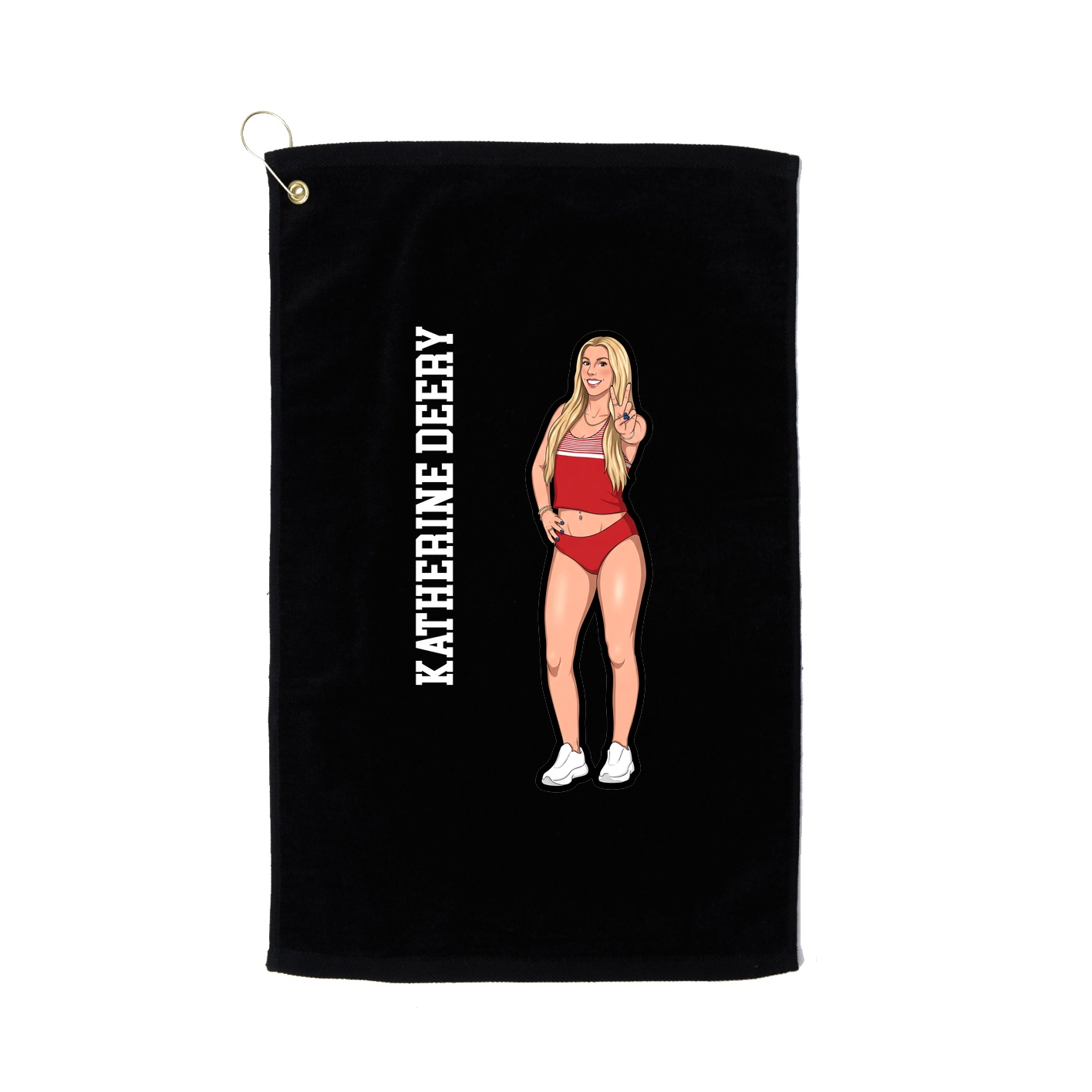 Golf Towel — Name Vertical in Black