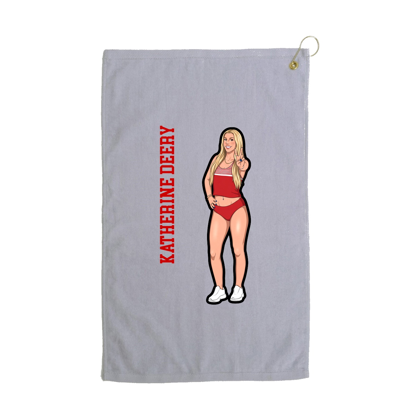 Golf Towel — Name Vertical in Grey